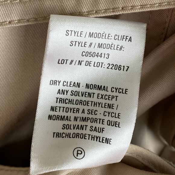 Theory Cliffa Jacket Size Small Khaki Double Breasted Trench Belted Cotton - Picture 13 of 14